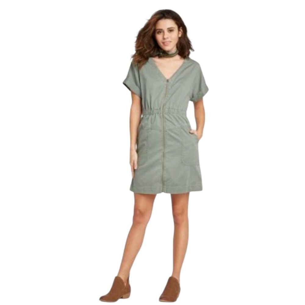Universal Thread Fatigue Green Utility Dress Sz Large Full Zip
